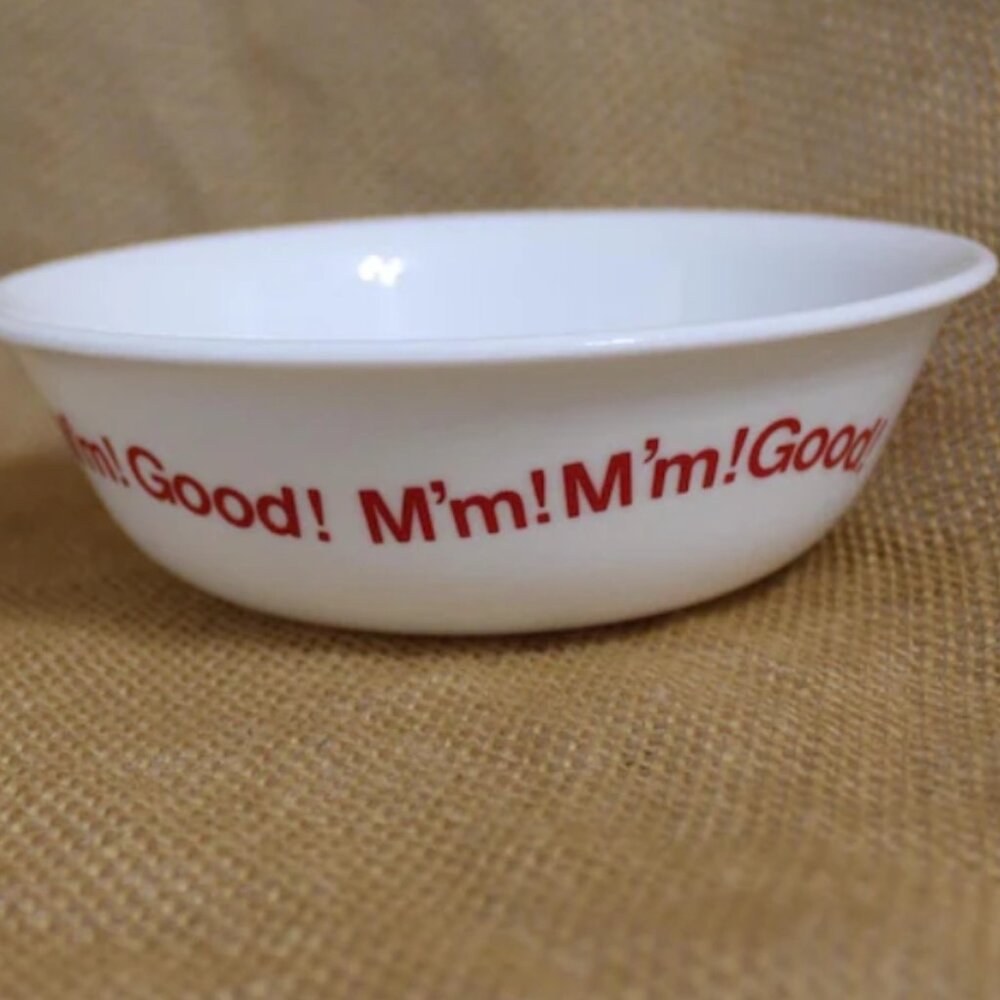Vintage Campbell's Soup Corelle Bowl: M'm! M'm! Good! Slogan